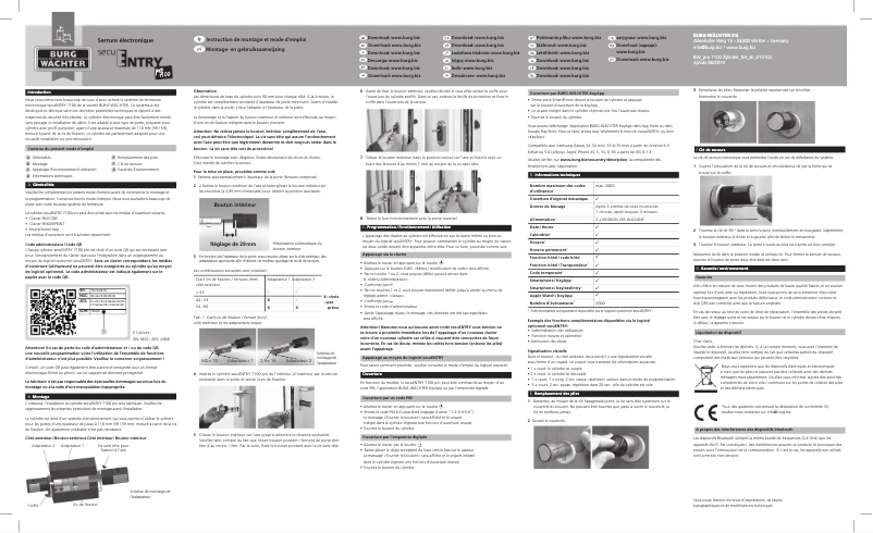 Page 1 de la notice Manuel utilisateur Burg Wächter ENTRYpro 7100 CYLINDER
