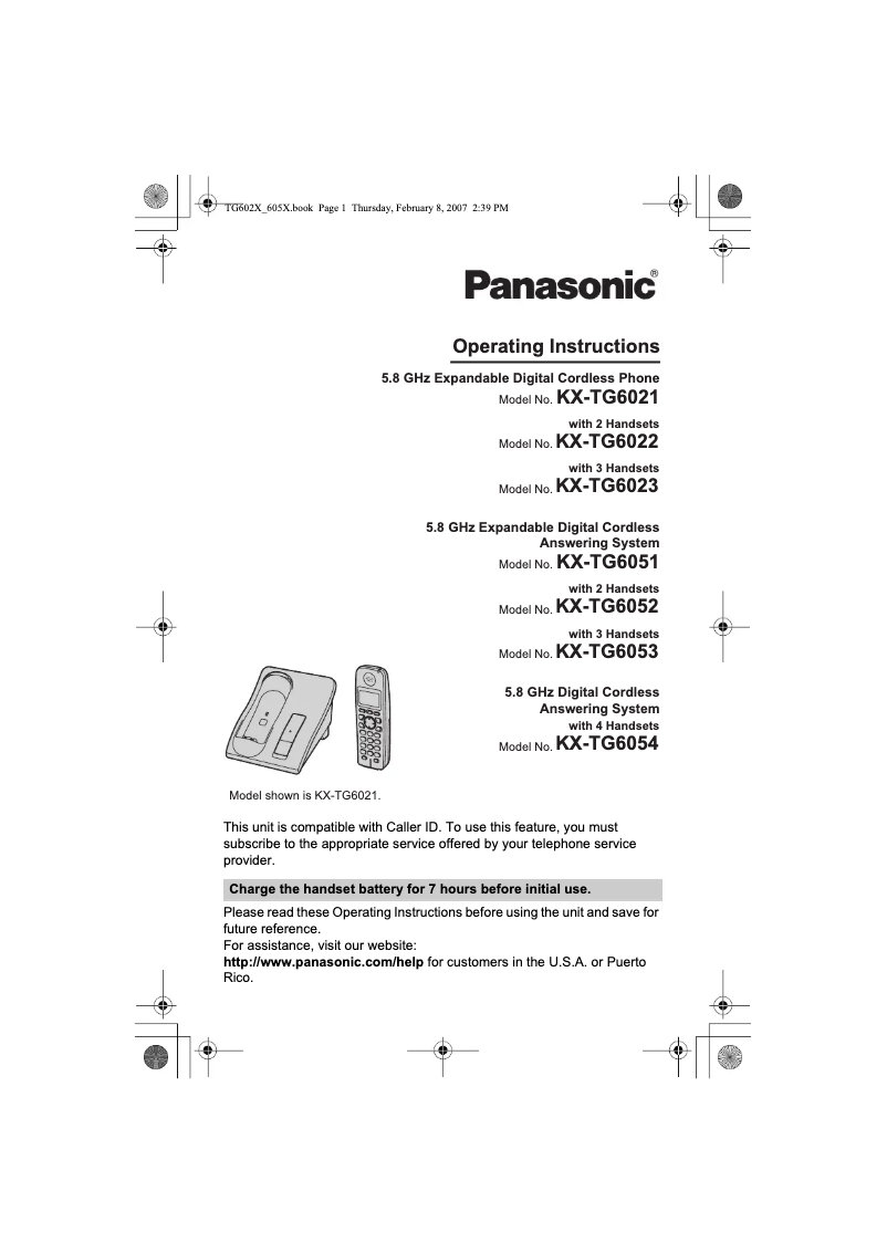 Página 1 del manual Manual de usuario Panasonic KX-TG6054