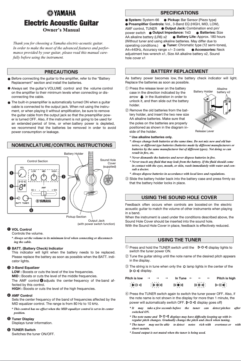 Page n°1 - Manuel utilisateur Yamaha A1R