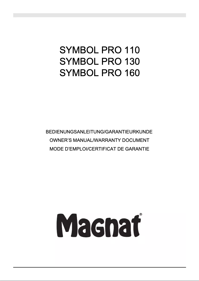 Image de la première page du manuel de l'appareil Symbol Pro 160