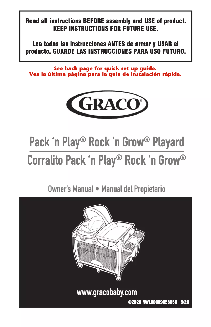 Image de la première page du manuel de l'appareil Pack 'n Play Rock 'n Grow Playard