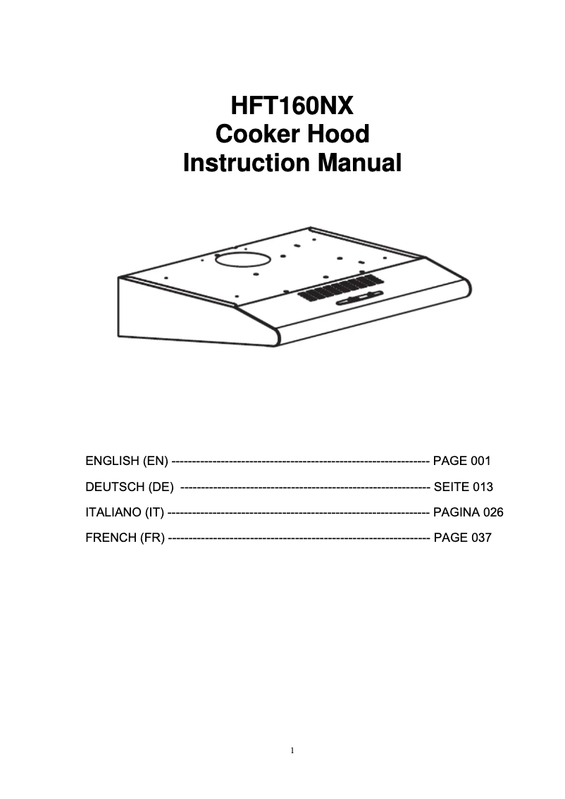 Page n°1 - Mode d'emploi Hoover HFT160NX