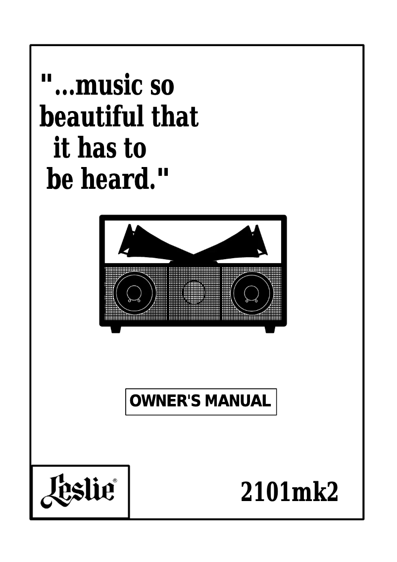 Page 1 de la notice Manuel utilisateur Hammond Leslie 2101mk2