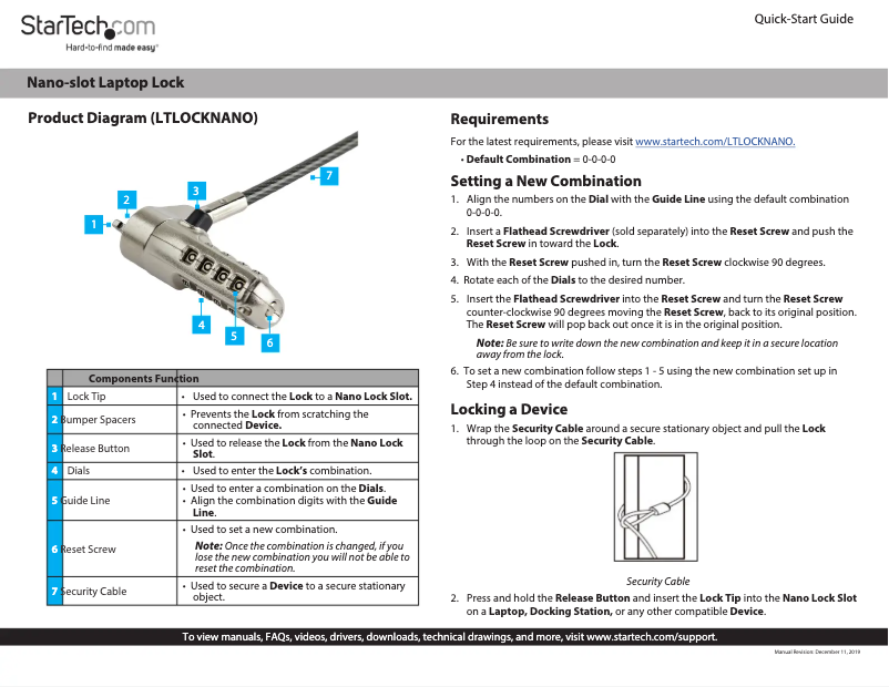 Page 1 de la notice Manuel utilisateur StarTech.com LTLOCKNANO