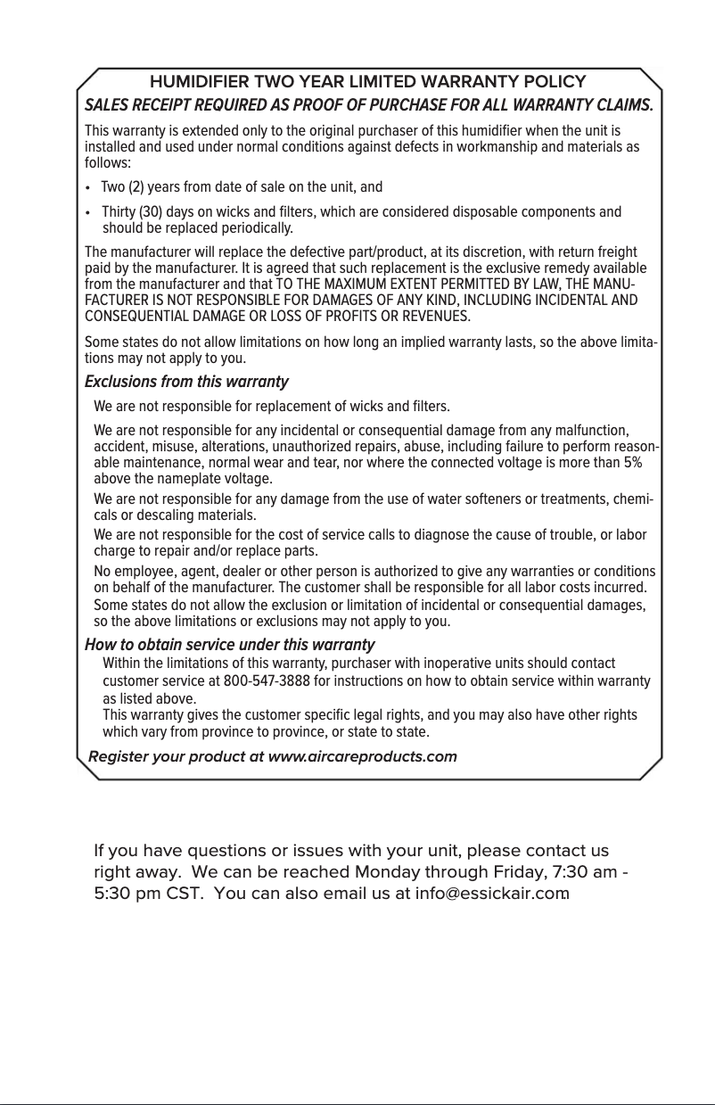 Page n°1 - Mode d'emploi AirCare 836000HB