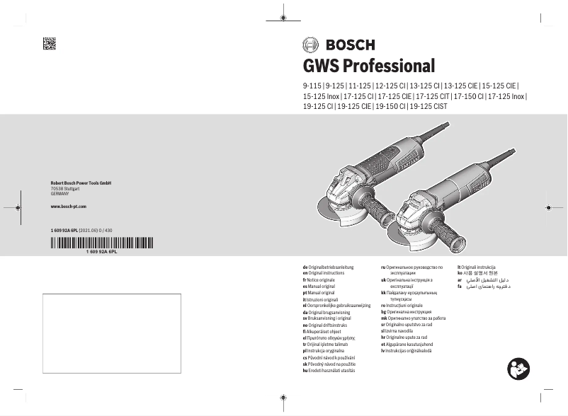 Imagen de la primera página del manual del dispositivo GWS 19-125 CIE Professional