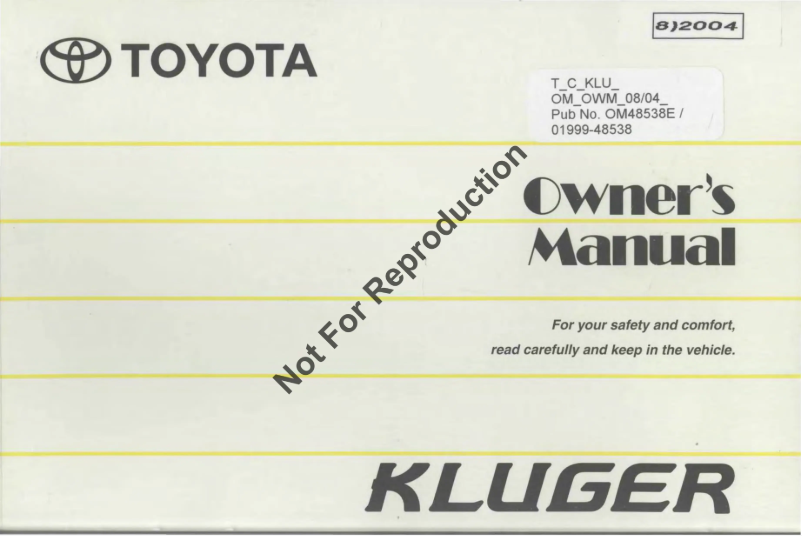 Image de la première page du manuel de l'appareil Kluger (2004)