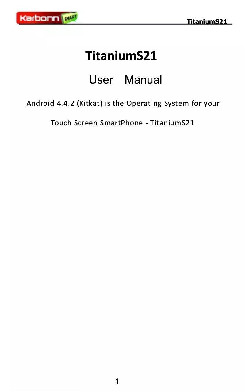 Page n°1 - Manuel utilisateur Karbonn Titanium S21