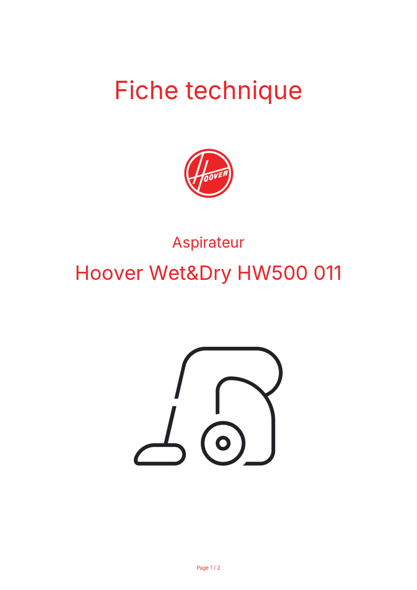 Image de la première page du manuel de l'appareil Wet&Dry HW500 011