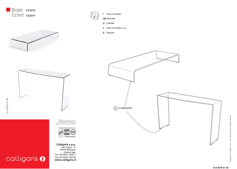 Page n°1 - Manuel utilisateur Calligaris .com Base