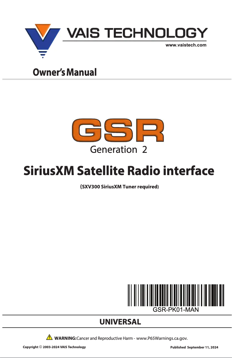 Image de la première page du manuel de l'appareil GSR-GM02