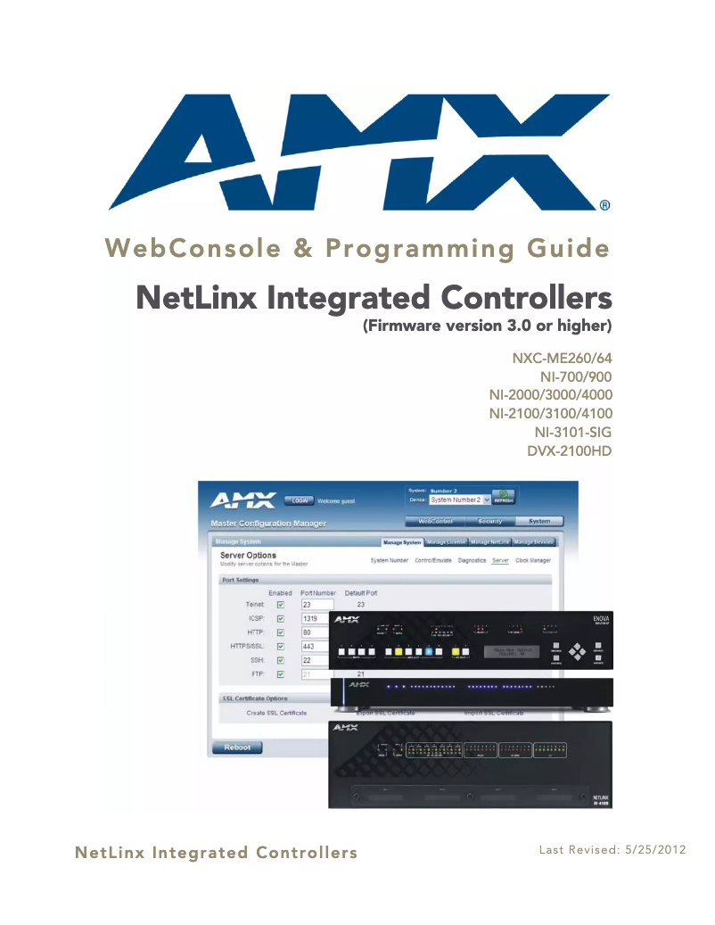 Page n°1 - Manuel utilisateur AMX NI-3100