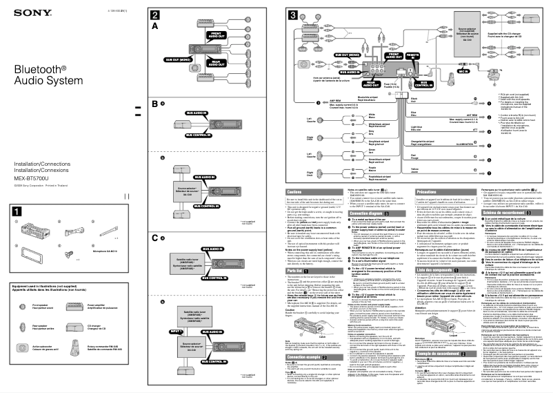 Page 1 de la notice Guide d'installation Sony MEX-BT5700U