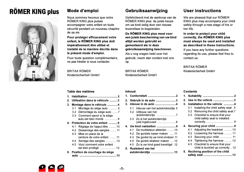 Image de la première page du manuel de l'appareil King
