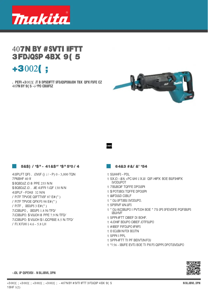 Page n°1 - Fiche technique Makita JR002G