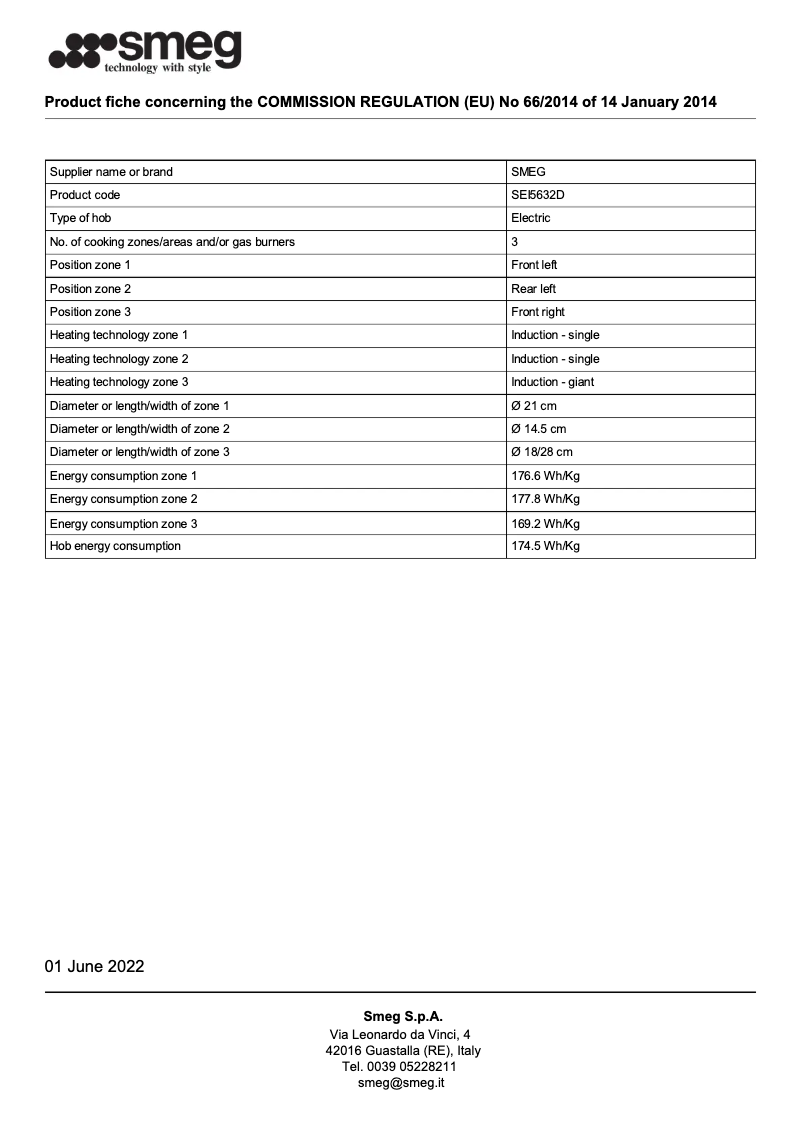 Page 1 de la notice Brochure Smeg SEI5632D