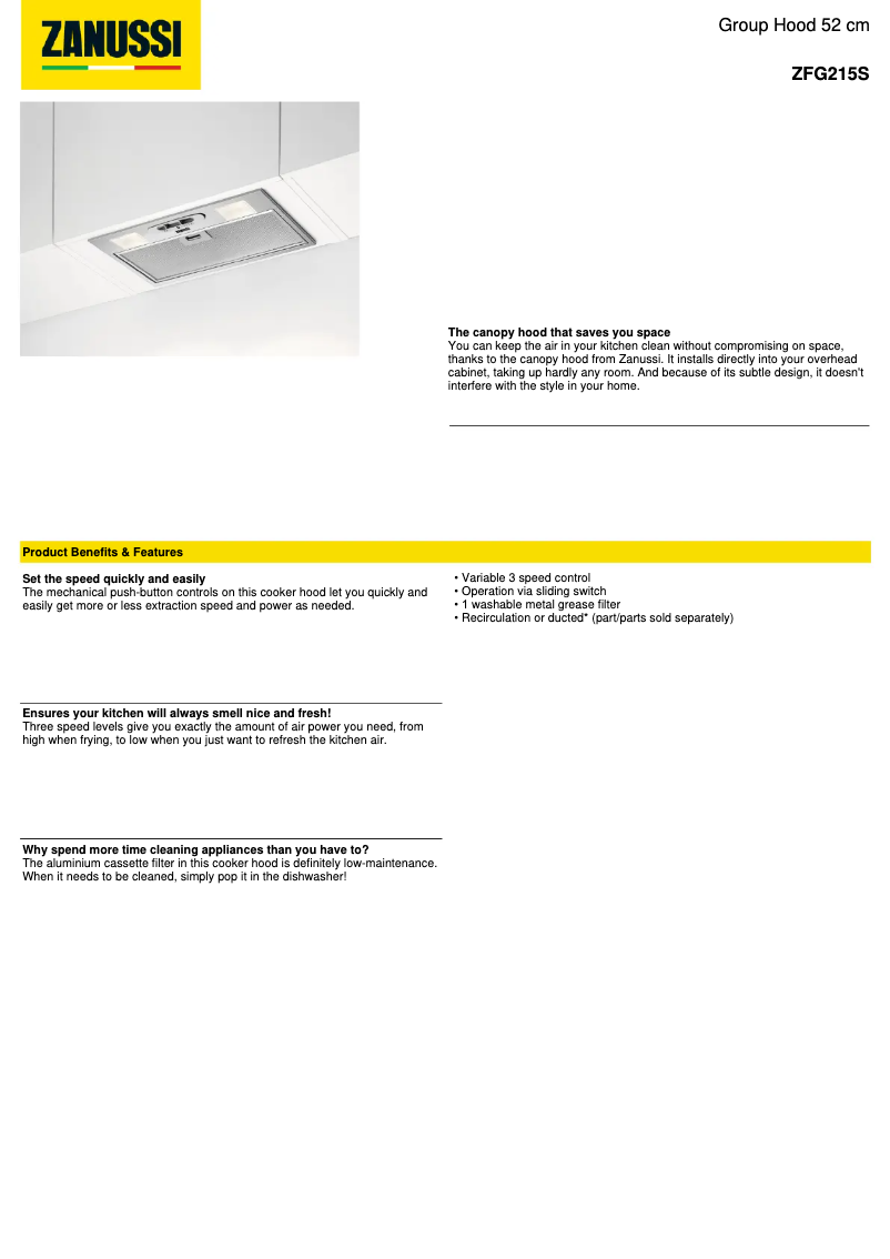 Image de la première page du manuel de l'appareil ZFG215S