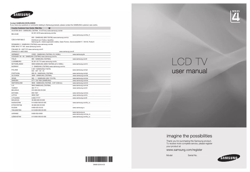 Page n°1 - Manuel utilisateur Samsung LE22B450C8W