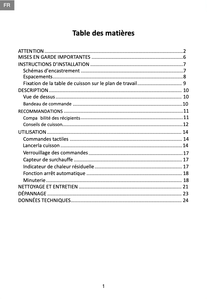 Page 1 de la notice Manuel utilisateur Proline VH20T