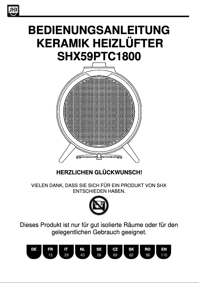 Page 1 de la notice Manuel utilisateur SHX SHX59PTC1800