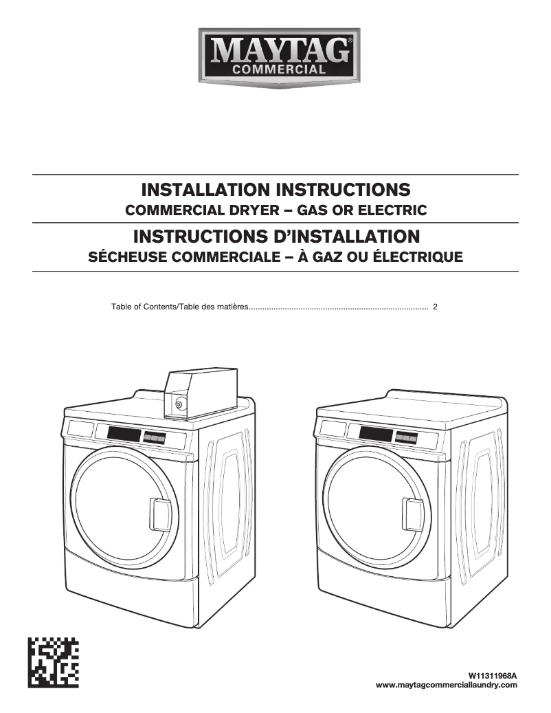 Page 1 de la notice Informations de garantie Maytag MEDP575GW