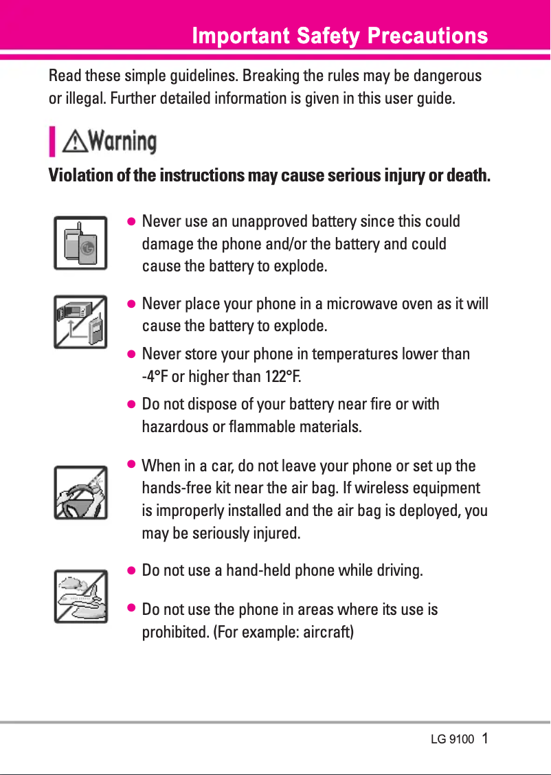 Page n°1 - Manuel utilisateur LG CX9100