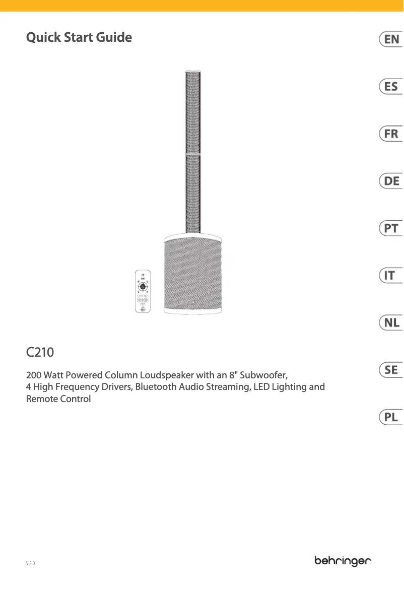 Page 1 de la notice Guide de démarrage rapide Behringer C210