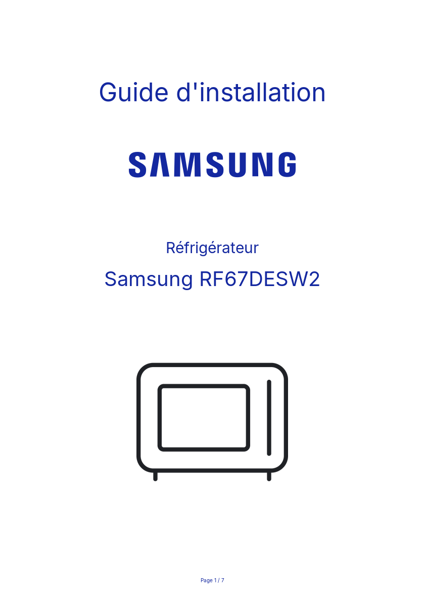 Image de la première page du manuel de l'appareil RF67DESW2