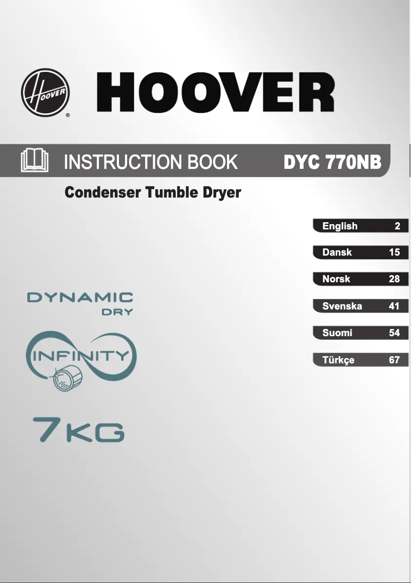 Page n°1 - Manuel utilisateur Hoover DYC 770NB-S