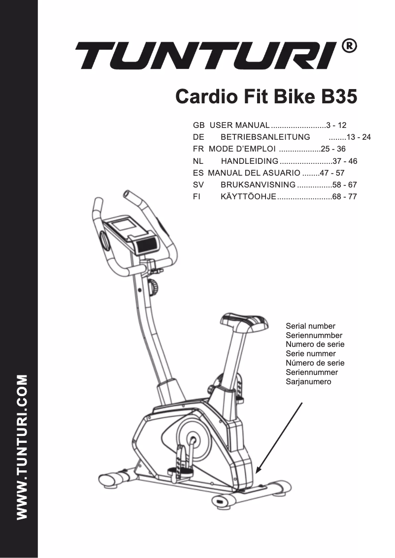 Page n°1 - Manuel utilisateur Tunturi Cardio Fit B35
