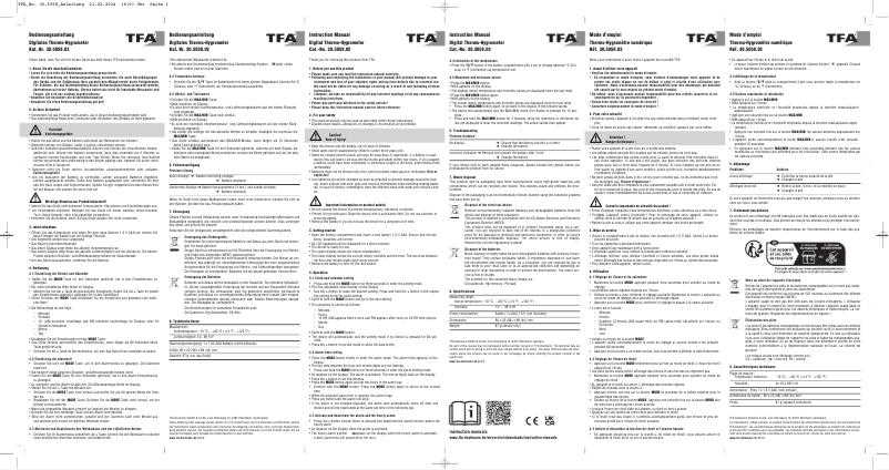 Page n°1 - Manuel utilisateur TFA 30.5058.02