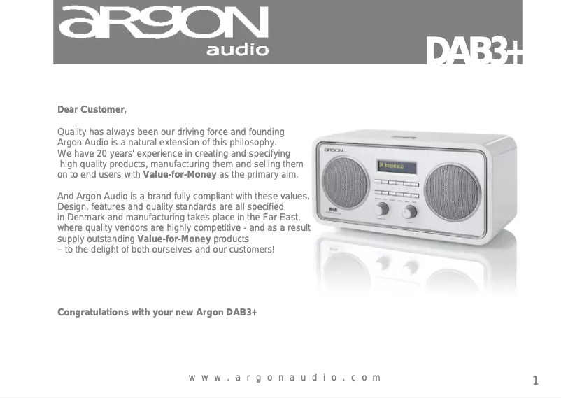 Página 1 del manual Manual de usuario Argon DAB3+