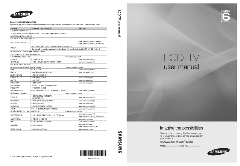 Page n°1 - Manuel utilisateur Samsung LE40C657L2W