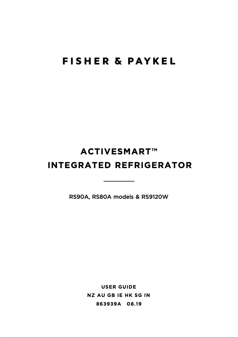 Page 1 de la notice Manuel utilisateur Fisher & Paykel RS80A1