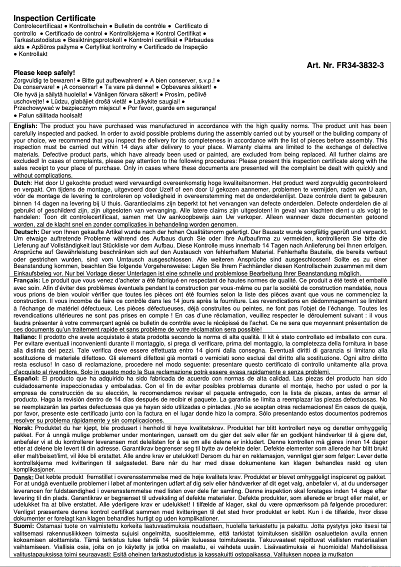 Page 1 de la notice Manuel utilisateur Palmako Emma