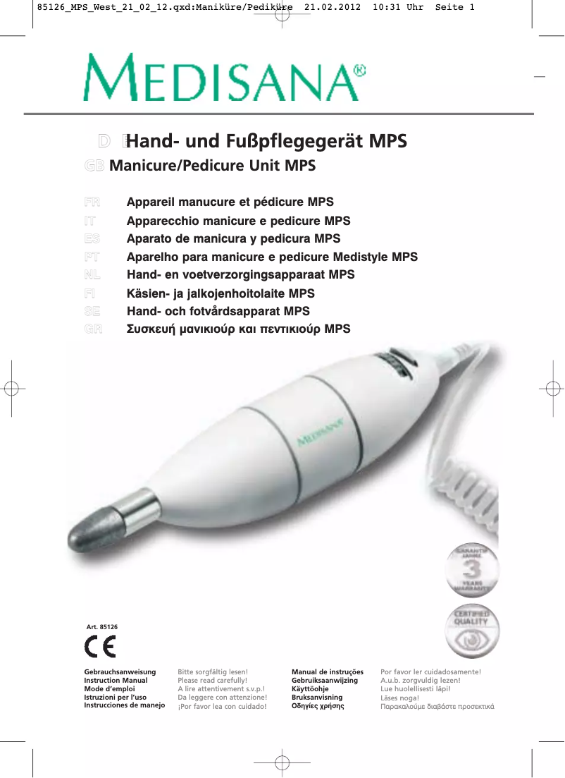 Página 1 del manual Manual de usuario Medisana MPS