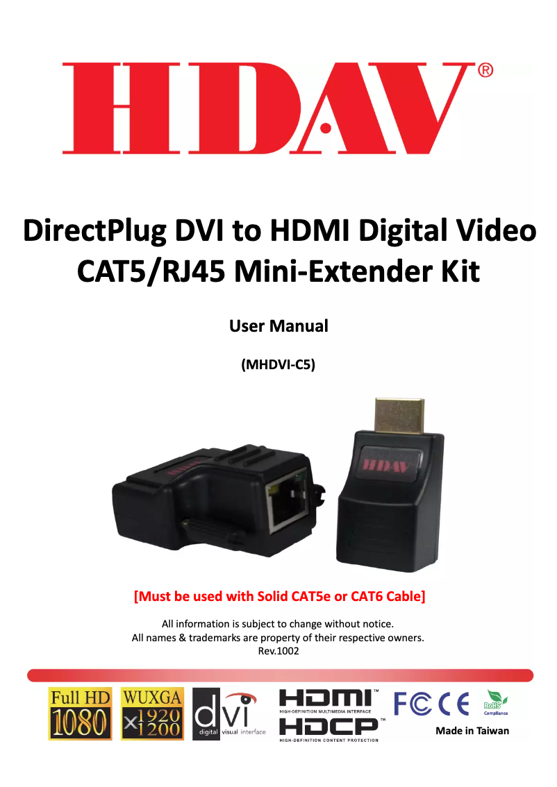 Page 1 de la notice Manuel utilisateur QVS MHDVI-C5