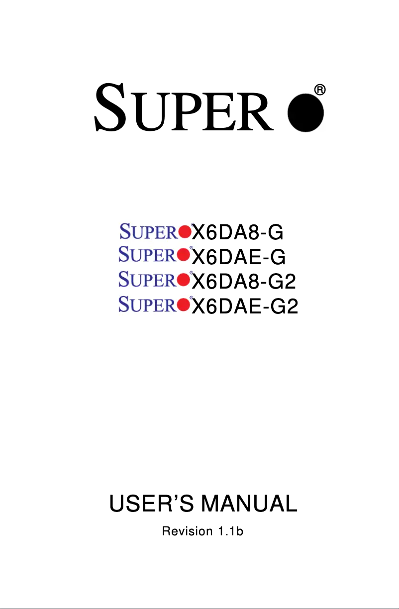Page n°1 - Manuel utilisateur Supermicro X6DAE-G