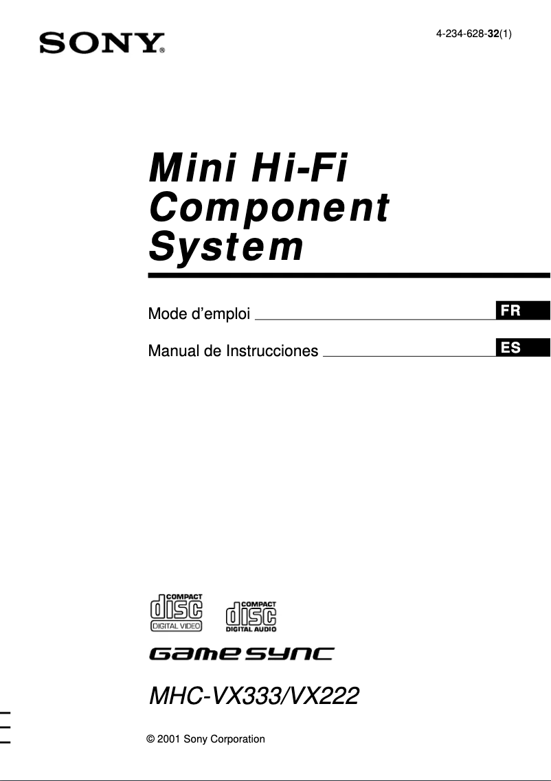 Page 1 de la notice Manuel utilisateur Sony MHC-VX222