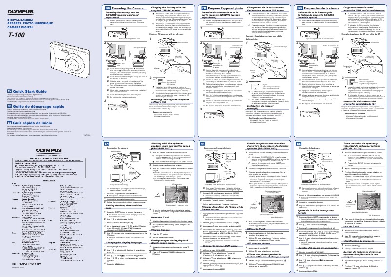 Page 1 de la notice Guide de démarrage rapide Olympus T-100