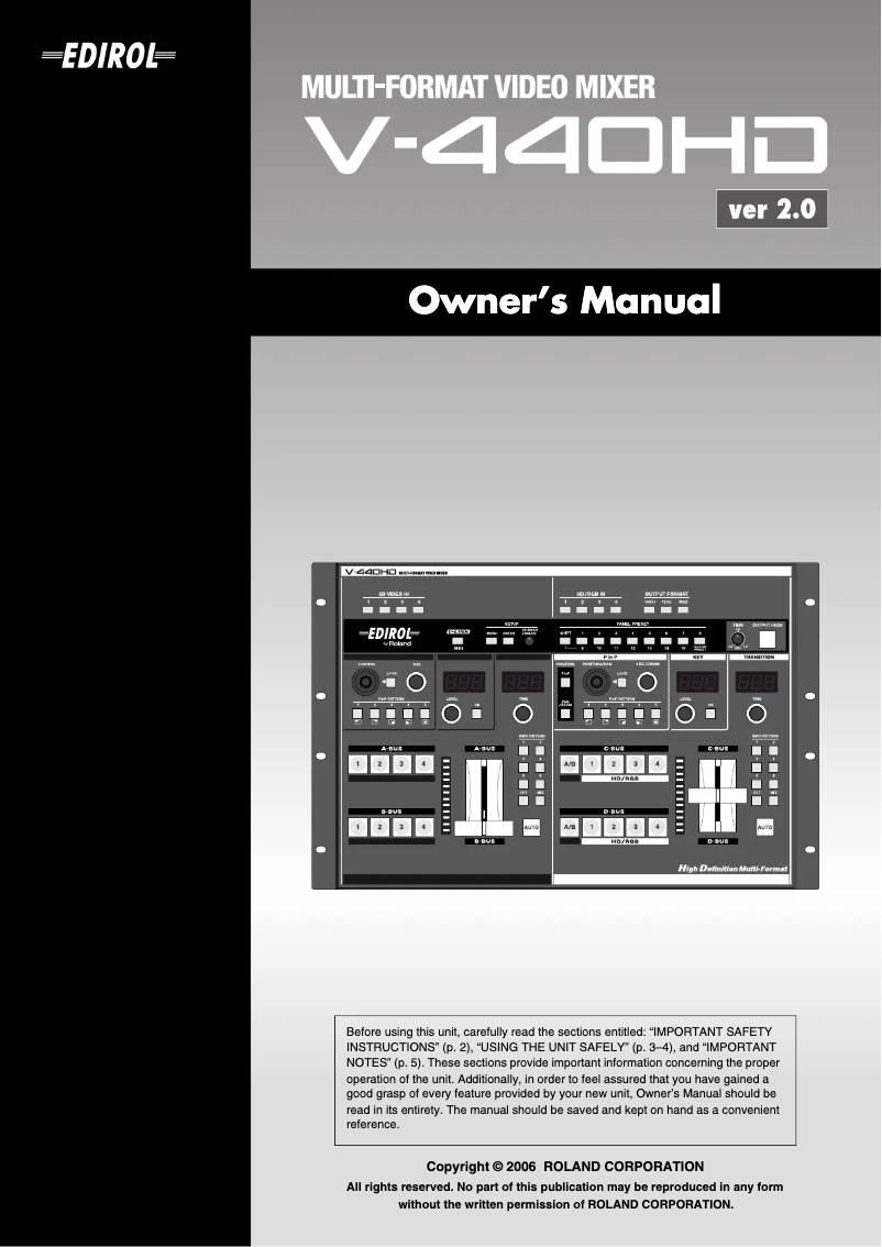 Página 1 del manual Manual de usuario Roland V-440HD