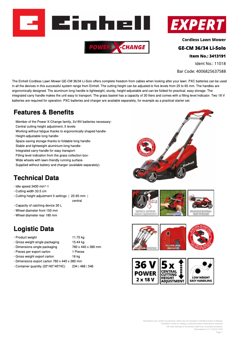 Image de la première page du manuel de l'appareil GE-CM 36/34 Li-Solo