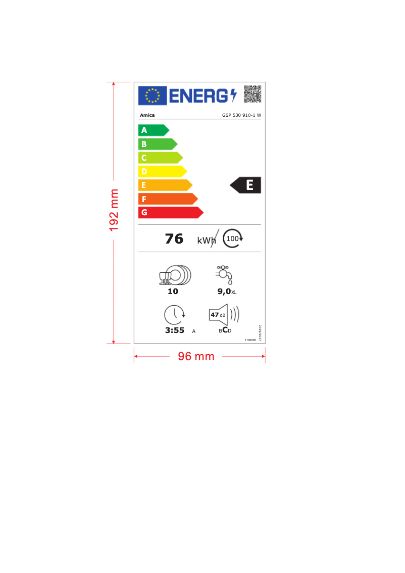 Page 1 de la notice Manuel utilisateur Amica GSP 530 910-1 W