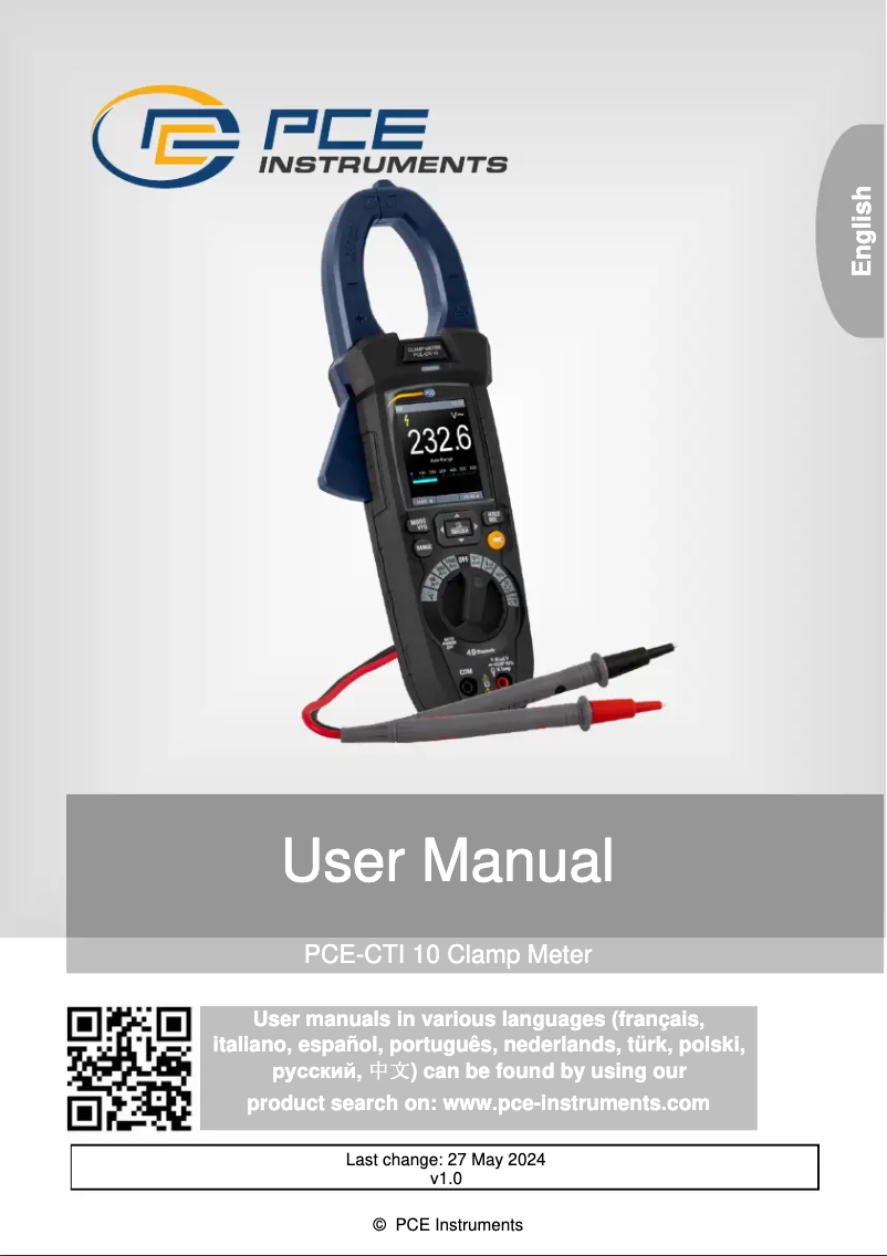 Page 1 de la notice Manuel utilisateur PCE Instruments PCE-CTI 10