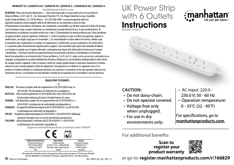 Page 1 de la notice Manuel utilisateur Manhattan 166829