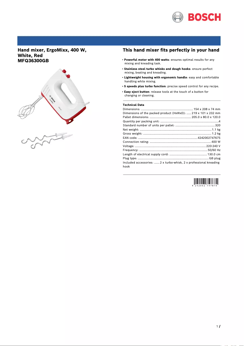 Image de la première page du manuel de l'appareil MFQ36300GB