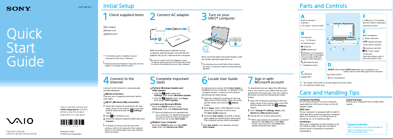 Image de la première page du manuel de l'appareil Vaio Fit 15 SVF15414CXW