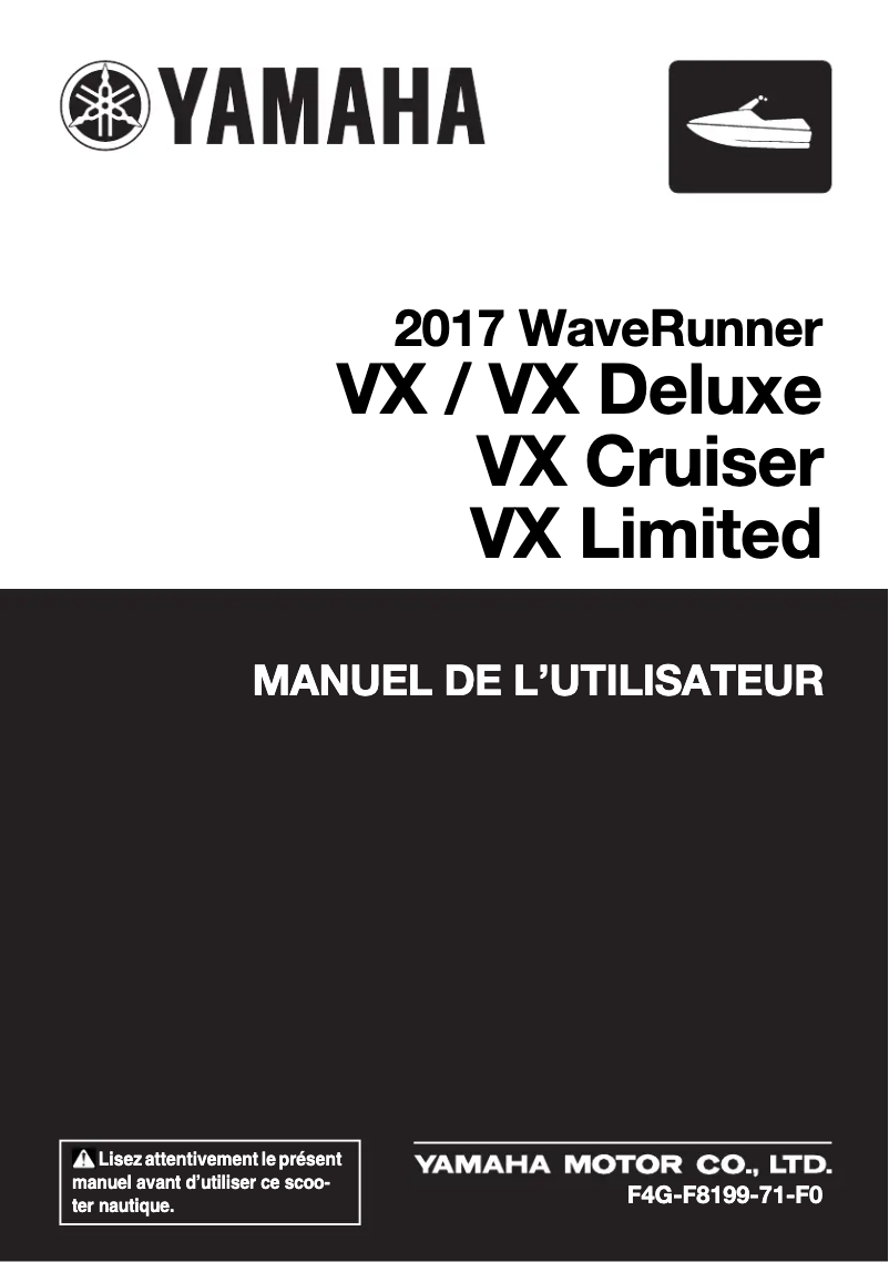 Image de la première page du manuel de l'appareil WaveRunner VX Limited (2017)