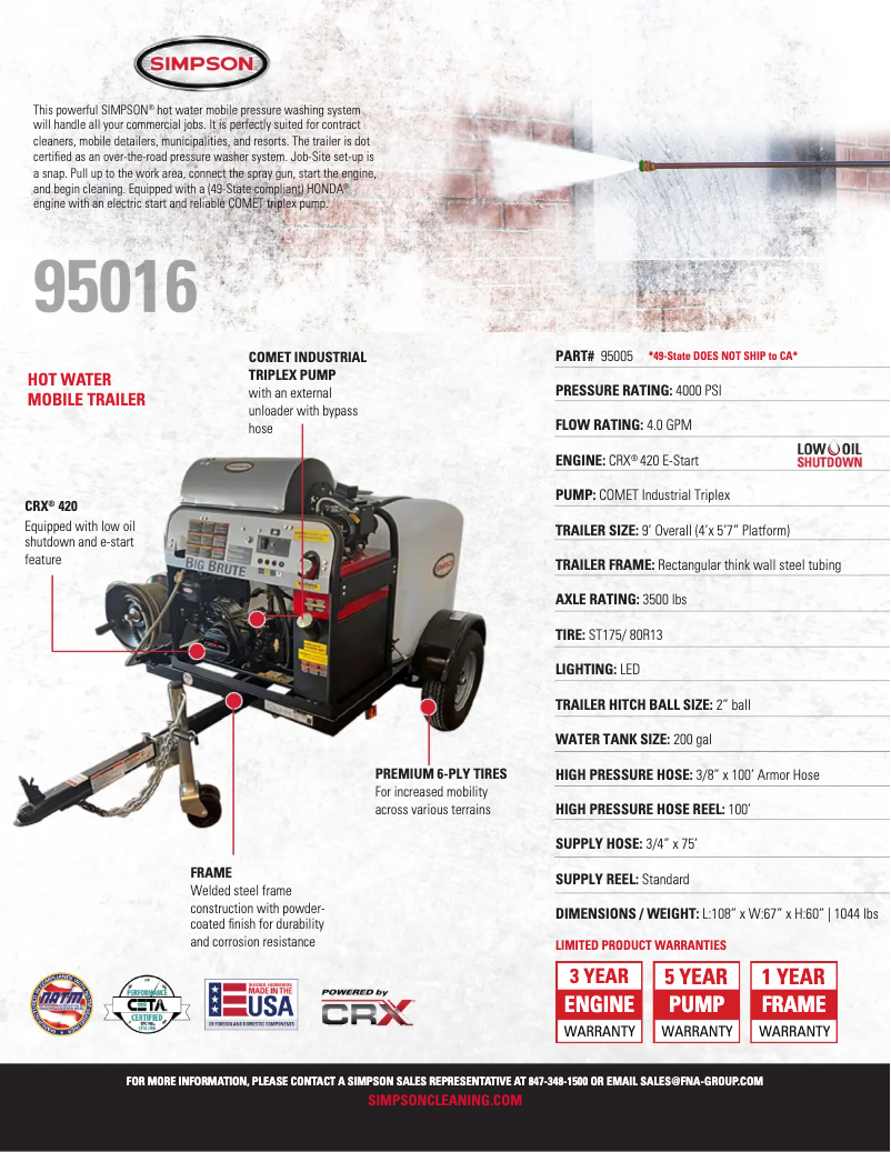 Página 1 del manual Ficha técnica Simpson 95016