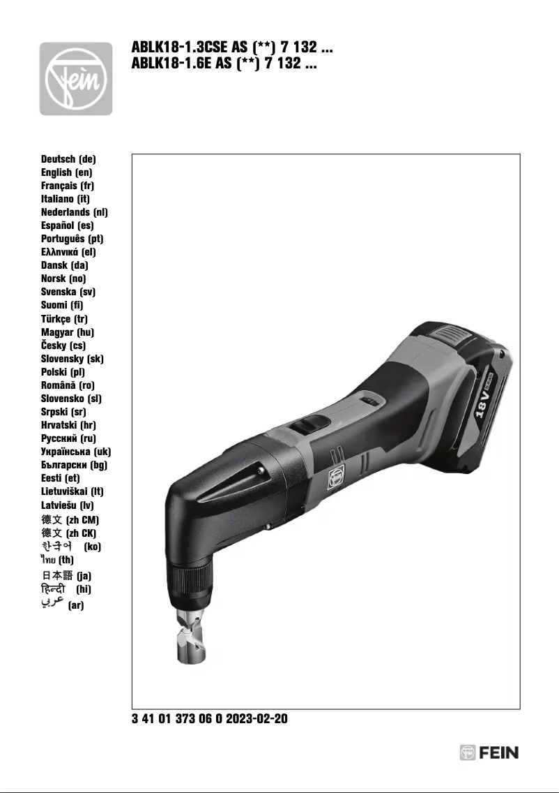 Page 1 de la notice Manuel utilisateur Fein ABLK 18 1.3 CSE AS